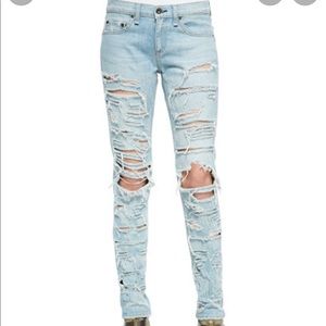 Rag & Bone The Dre Distressed Low Rise Relaxed Fit Jeans Size 27